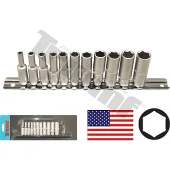 Gola sada Sada prodloužených šestihranných hlavic 1/4", palcové rozměry, 11 dílů