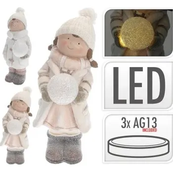 Vánoční dekorace KOOPMAN chlapec nebo děvče LED žlutá 49cm