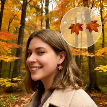 Náušnice art-wood.cz Visací náušnice - javorový list