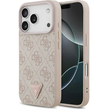 Telefonní příslušenství Guess Leather 4G Triangle Strass MagSafe pro iPhone 17 Pro Max růžová
