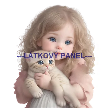 Látkový panel - Holčička s kočičkou - DZ-14 Velikost: 25x25cm, Materiál: Bavlna