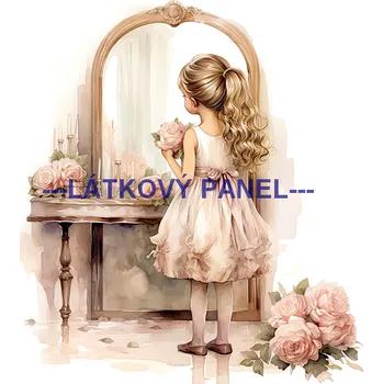 Látkový panel - Holčička u zrcadla - DZ-07 Velikost: 20x20cm, Materiál: Úplet