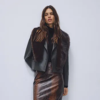 Reserved - Sako z&nbsp;umělé kůže - pudrově zelená - 905HF-97X - 905HF-97X-L