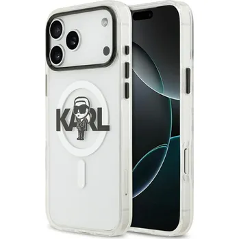 Pouzdro na mobilní telefon Karl Lagerfeld IML MagSafe Sketch Logo iPhone 17 Pro Max průhledný Karl