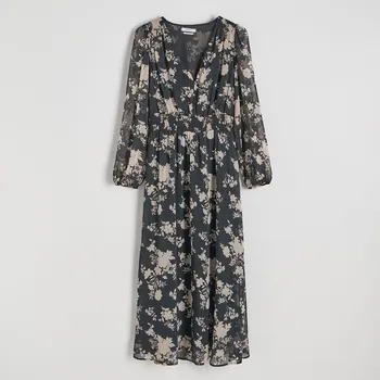 Dámské šaty Reserved - Vzorované midi šaty - černý - 544CS-99X - 544CS-99X-L-2