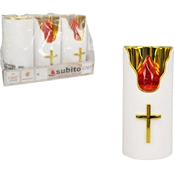Svíčka LED křížová zrcadlová svíčka C707 GOLDEN červený plamínek 12x7 cm - 1 ks