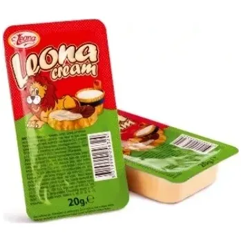 Pomazánka LEONA 20 g kakaová & vanilková - balení 24 ks (pomazánka s kakaem / s motivem lvíčka / balení 24 ks)