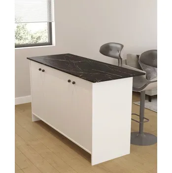 Kuchyňská linka Casarredo Venturi 160 x 65 x 90 cm bílý/černý mramor