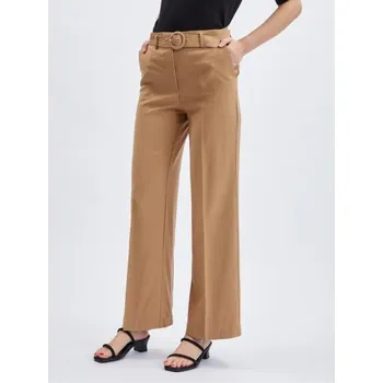 Světle hnědé dámské kalhoty s páskem