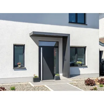 Stříška nad vchodové dveře Gutta BS/B PLUS LED strip odtok L vchodová stříška 160 - 199 x 90 cm RAL 7016 - antracit