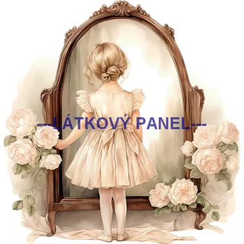 Látkový panel - Holčička u zrcadla - DZ-10 Velikost: 25x25cm, Materiál: Kočárkovina
