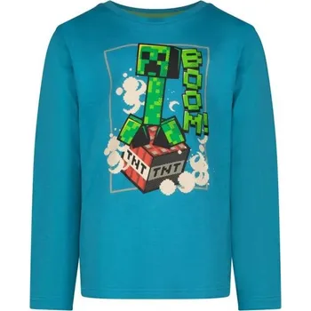 Chlapecké tričko Minecraft tričko Boom s dlouhým rukávem modré dětské Velikost trička: 9 let (134 cm)