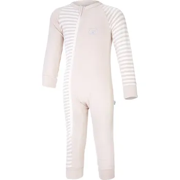 Kojenecký overall Little Angel overal smyk DR lemy Outlast® - latte/pruh bílá káva Velikost: 86
