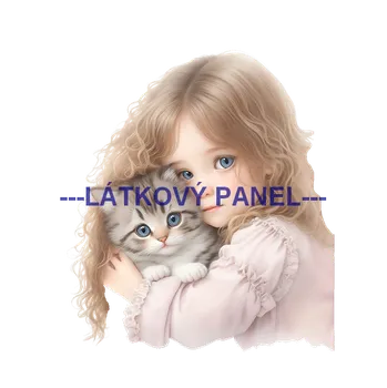 Látkový panel - Holčička s kočičkou - DZ-17 Velikost: 20x20cm, Materiál: Teplákovina nepočesaná