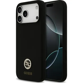 Pouzdro na mobilní telefon Guess Silicone Logo Strass 4G MagSafe iPhone 17 Pro Max Černý