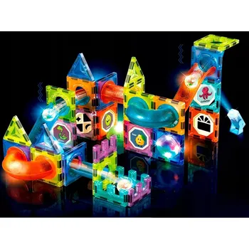 Magnetické stavebnice svítící kuličková dráha vzdělávací sada 75 prvků