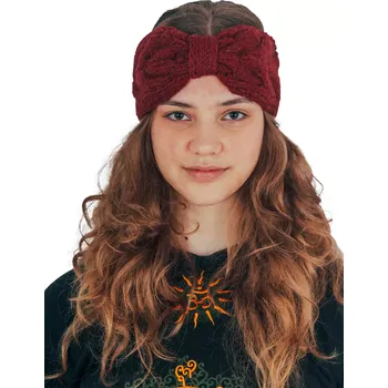 Zimní čelenka Vlněná pletená čelenka Natalia Crimson