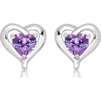 Náušnice Dawin S Amethyst - stříbrné náušnice s ametystem