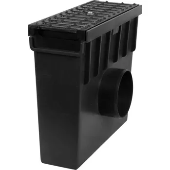 Odvodňovací žlab Bielbet plastová vpusť B125 s litinovou mříží H105 333 x 130 x 300 mm černá