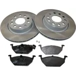 Sada přední brzdové kotouče + destičky AUDI SEAT ŠKODA OCTAVIA II VW (VAG 1K0615301AC 1K0615301AK 1K0615301AS 1K0615301S 5C0615301 5C0615301C JZW615301A)