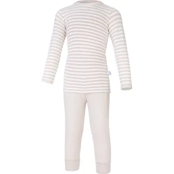 Chlapecké pyžamo Little Angel pyžamo DR smyk Outlast® - pruh bílá káva/latte Velikost: 104