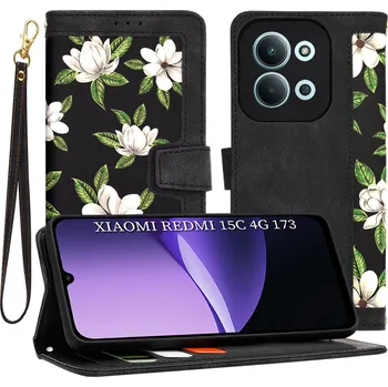 Pouzdro na mobilní telefon Techsuit FlipCraft Xiaomi Redmi 15C 4G / Redmi 15C 5G Květiny úsvitu
