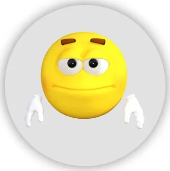 Dekorativní magnet Magnetka 65x65mm ve tvaru kruhu - smajlík s upřeným pohledem