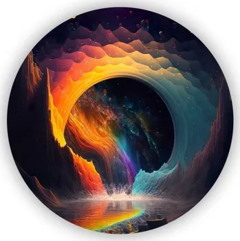 Dekorativní magnet Magnetka 65x65mm ve tvaru kruhu - kosmický barevný vír