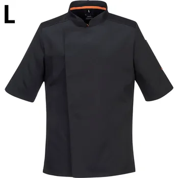 Gastro oděv G.Gastro MeshAir Pro Men's Short Sleeve Chef Jacket – Black - Size L - Slim Fit