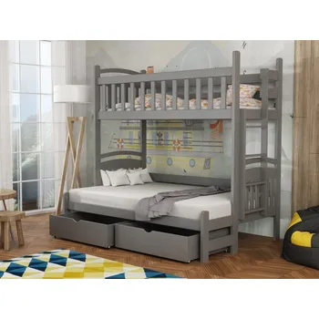 Patrová postel pro 3 - Lukáš Varianta: Pravá, Barva dřeva: Grafit, Rozměry: 120x200