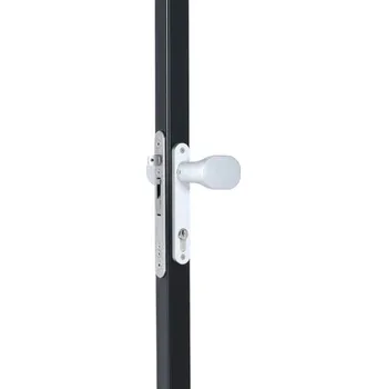 brána LOCINOX 3006PAD – hliníková klika se štítem na křídlové branky, pevná/otočná, stříbrná