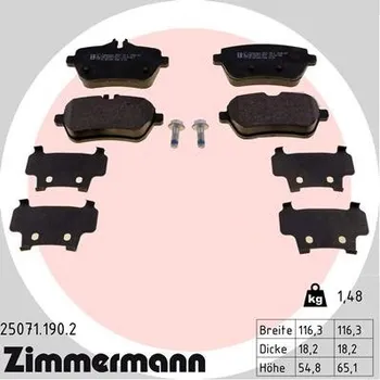 Brzdová destička ZIMMERMANN Sada brzdových destiček, kotoučová brzda 25071.190.2-D