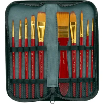 Umělecký štětec Sada štětců na akrylové, kvašové a vodové barvy (11 ks) vínová