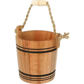 Galanteriadrew Dřevěný kbelík s uchy ze šňůry – přírodní dekorace