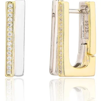 Náušnice Bealio BEALIO Stříbrné náušnice HRANOLKY se zirkony zlacené 03-13752-3741