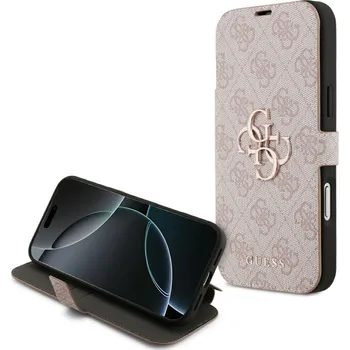 Pouzdro na mobilní telefon Guess Book 4G Metal Logo pro Apple iPhone 17 Pro Max růžová