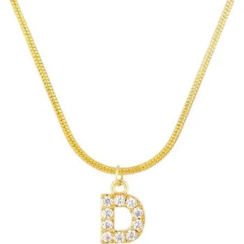 Náhrdelník Flamenco Mystique Náhrdelník z chirurgické oceli s písmenem D, 14K pozlacený, světle zlatá barva, délka 46 cm
