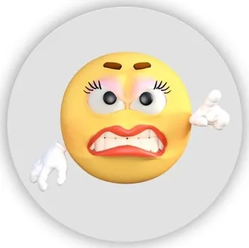 Dekorativní magnet Magnetka 60x60mm ve tvaru kruhu - rozčílený smajlík