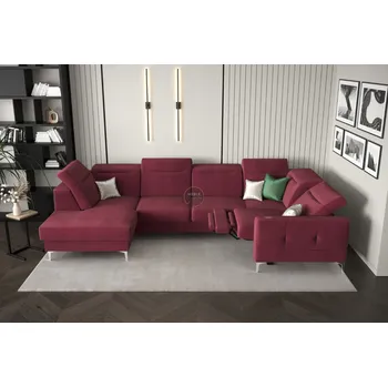 Sedací souprava Rohová sedací souprava MALIBU MAX II s funkcí spaní a relaxací 180x350x182 cm - červená , pravá strana