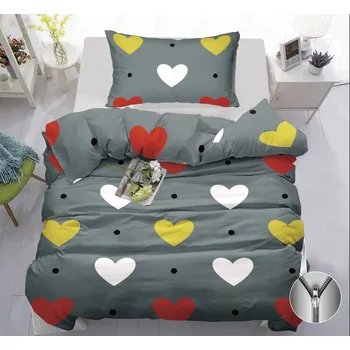 Povlečení Oboustranné bavlněné povlečení 140×200 + 70×90 – COLOR HEARTS GREY