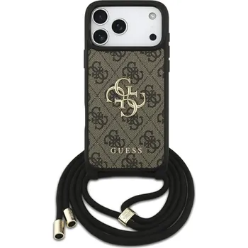 Pouzdro na mobilní telefon Guess Hardcase 4G CBDY Big Logo s popruhem iPhone 17 Pro Max hnědý