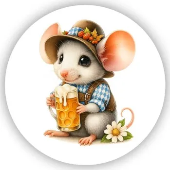 Dekorativní magnet Magnetka 65x65mm ve tvaru kruhu - malý bavorský degustátor