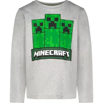 Chlapecké tričko Minecraft tričko trojice Creeperů s dlouhým rukávem šedé dětské Velikost trička: 8 let (128 cm)