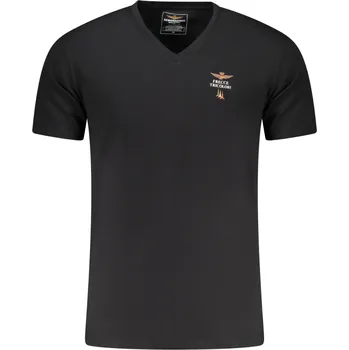 Pánská móda Černé pánské tričko s výstřihem do V Aeronautica Militare Other 3459518