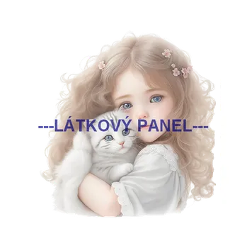 Látkový panel - Holčička s kočičkou - DZ-13 Velikost: 25x25cm, Materiál: Úplet