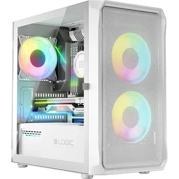 PC skříň LOGIC PC skříň Portos ARGB MINI 1x USB 3.0, 2x USB 2.0 + audio, bílá, bez zdroje