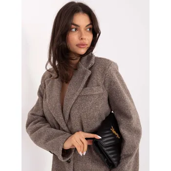 Tmavě béžový kabát s páskem RUE PARIS černá | hnědá 3465296