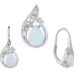 Bealio Stříbrná souprava SLZA bílý OPÁL 03-09758-1851