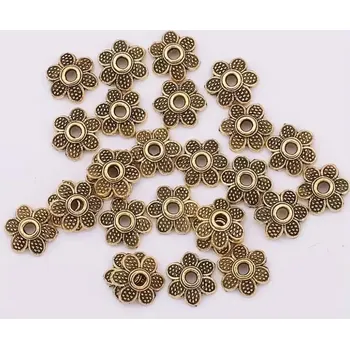 Kaplík kovový - květinka Ø7mm staromosaz (10ks)