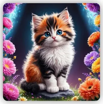 Dekorativní magnet Magnetka 65x65mm ve tvaru čtverce - roztomilé koťátko 3